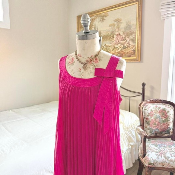 robbie bee pink pleated chiffon dress size 12 - Picture 2 of 4